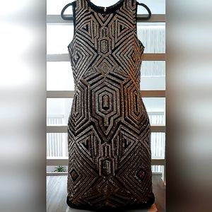 Vince Camuto Black / Gold Sequin Dress, Size 10